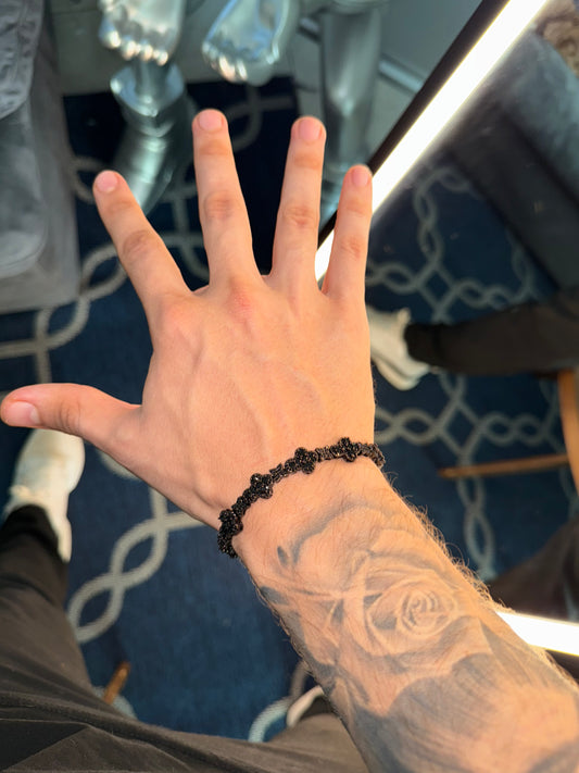 Full iced black cross bracelet súper wide clasp 22 micras 18k