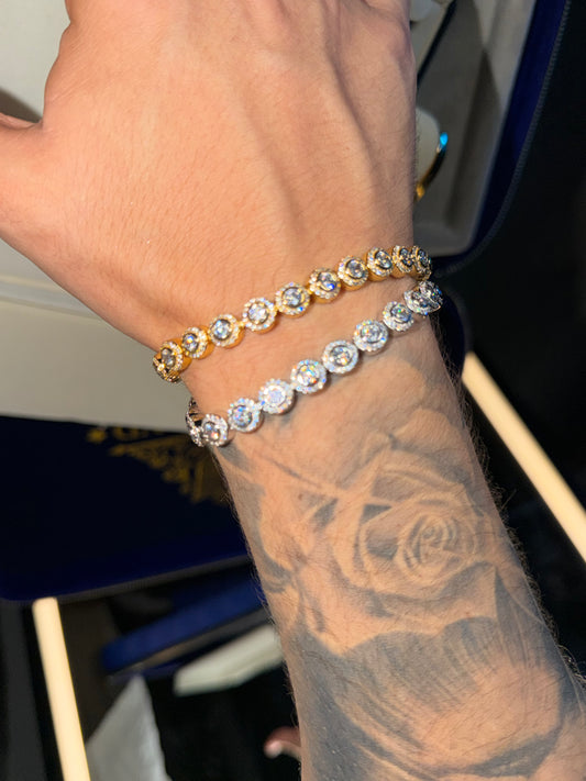 Combo dúo en promo brazaletes circle tennis golden plated 18k