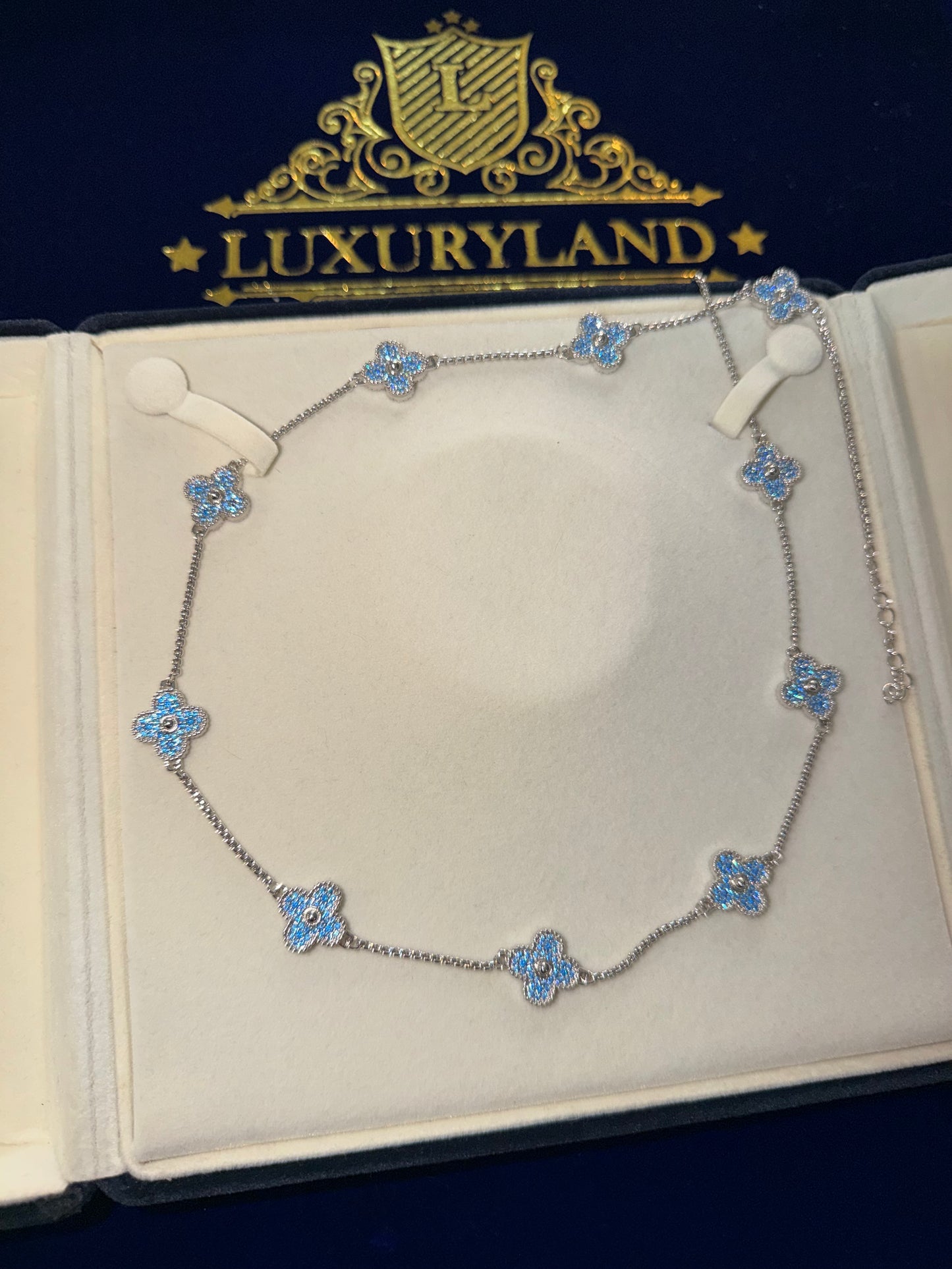 Cadena VC. blue whitegold plated 18 k 22 micras 60 cm