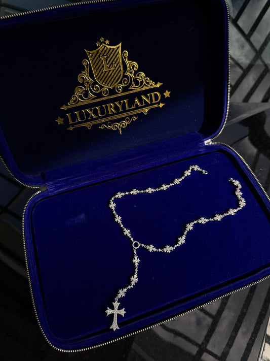 Rosario micro peaks cross whitegold plated 18k