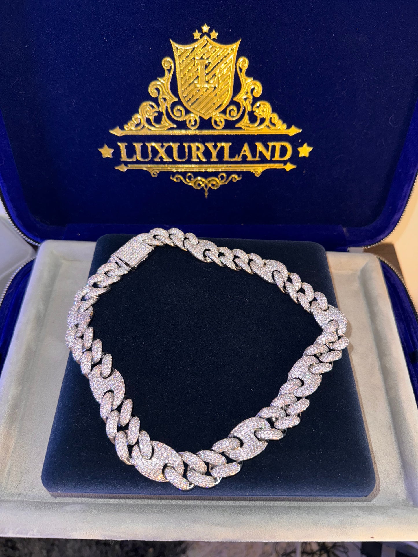 Cadena full iced cuban link and Gucci link full iced whitegold 18k plated