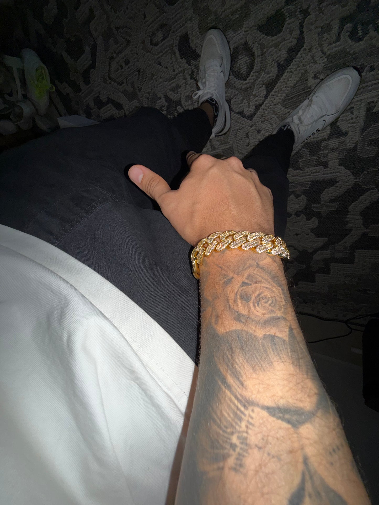 Brazalete baguette circle cuban link box clasp