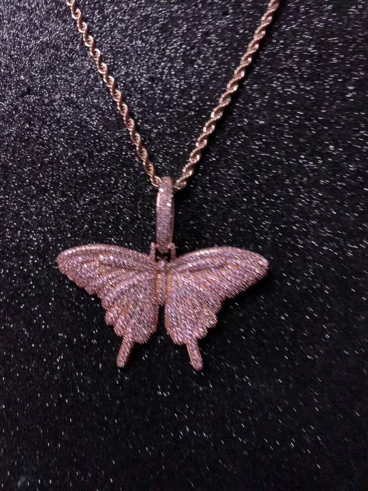 Dije de mariposa rose gold, laminado en oro rosa 18k, (4 micras)