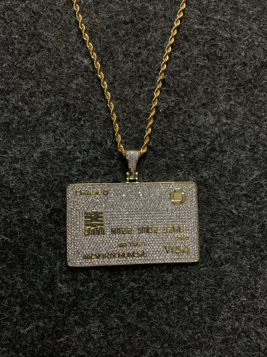 Dije de tarjeta de crédito, laminada en oro 18k, incrustaciones swarovski (4 micras)