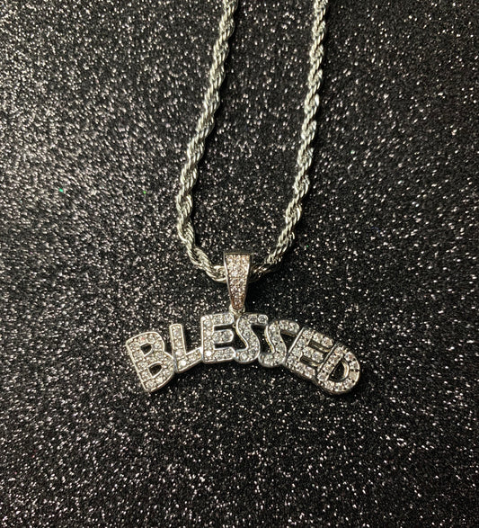 Dije blessed laminado en oro blanco 18k (4 micras)