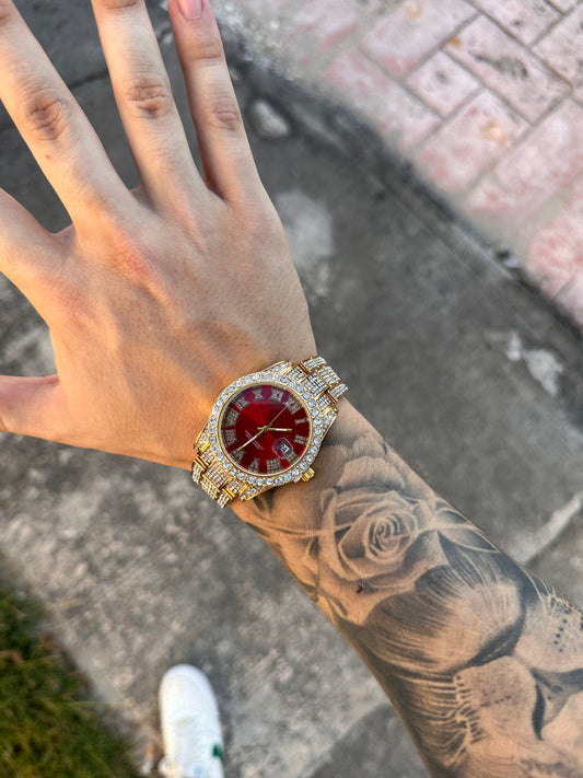 Reloj full ice swiss style red deep