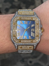 Cargar imagen en el visor de la galería, Square cartier type reloj golden &amp; white full ice
