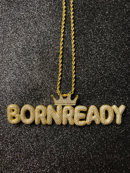 Dije de “born ready”, oro laminado 18k, (4 micras)