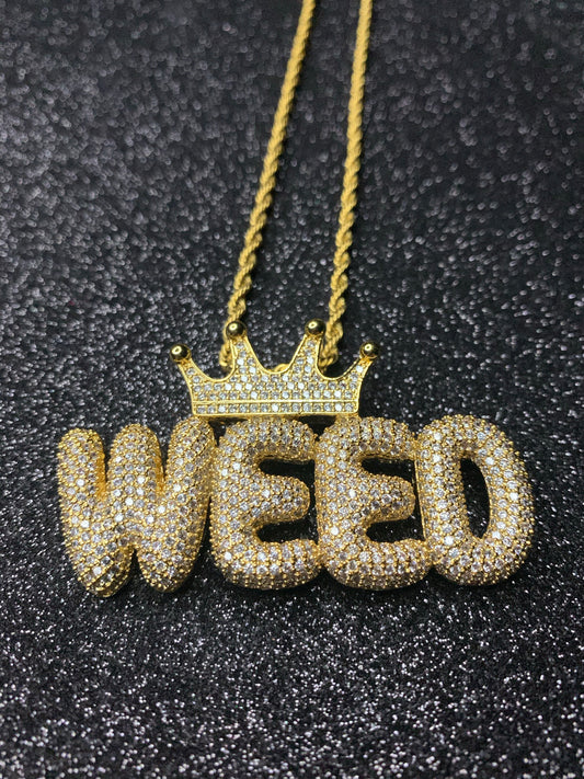 Dije “weed” oro laminado 18k (4 micras)